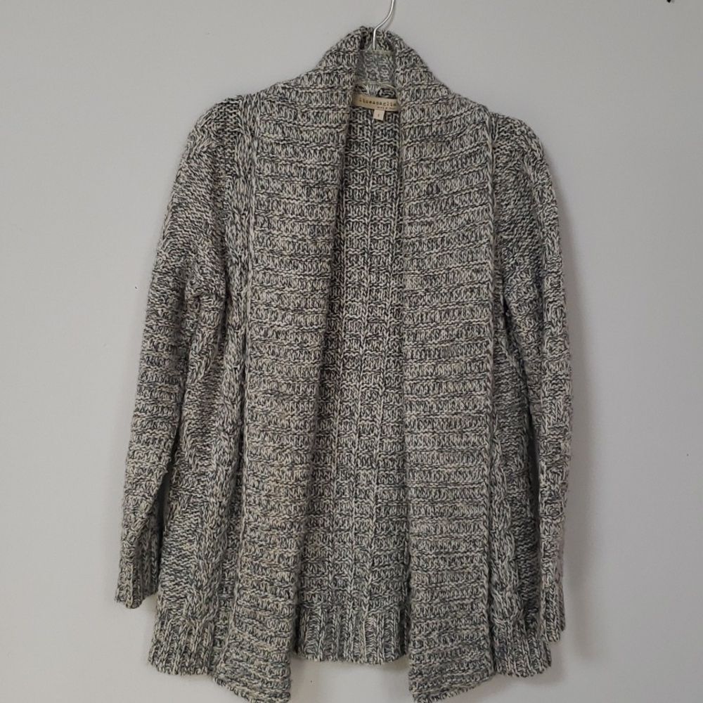 Linea Maglia Anthropologie Cardigan Sweater Alpaca Wool Blend Shawl Collar Cable